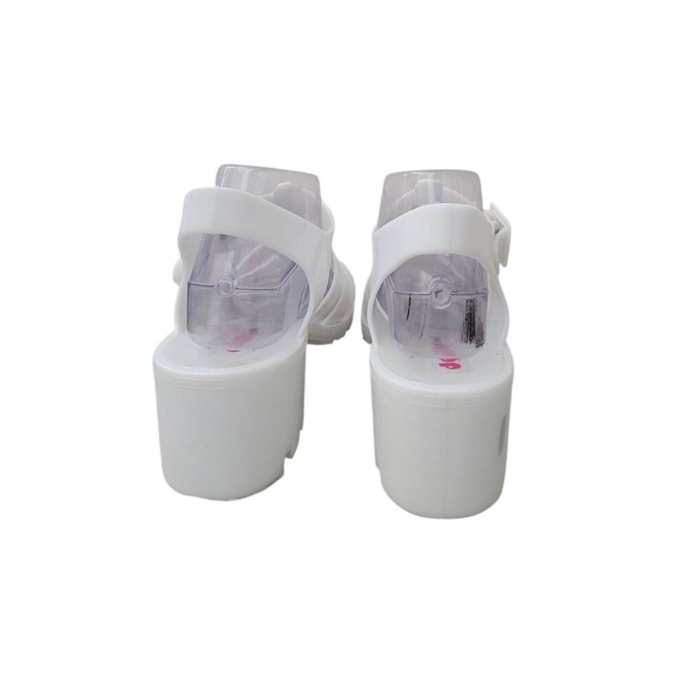 DOLLY MIX White Jelly Platform Strappy Sandals Chunky Heel Women's Sz 8.5 - Picture 3 of 9